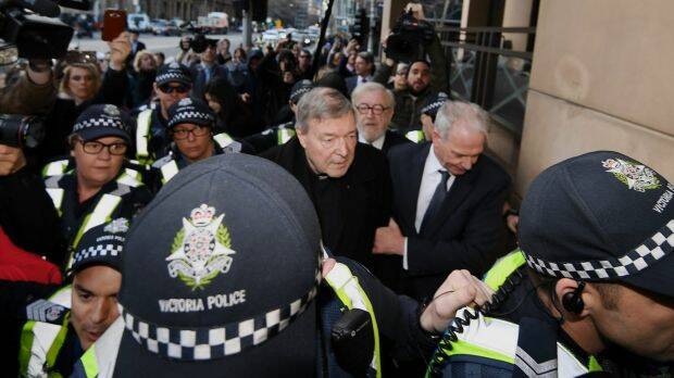 Cardinal George Pell arrives at Melbourne Magistrates Court.  Photo: Justin McManus