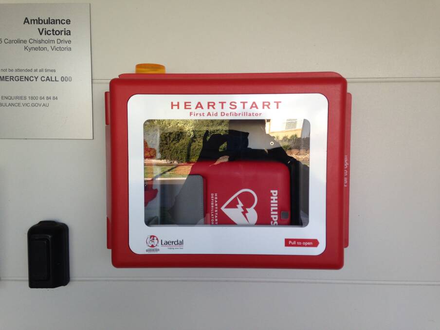 The new automatic external defibrillator (AED) at the front door to the Kyneton ambulance branch. Picture: SUPPLIED