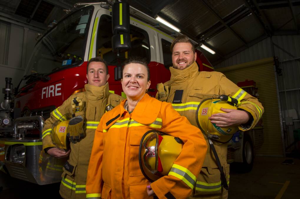 Strathfieldsaye Fire Brigade members Bec Lancaster, Connor Snudden and Jonti Hansen. Picture: DARREN HOWE