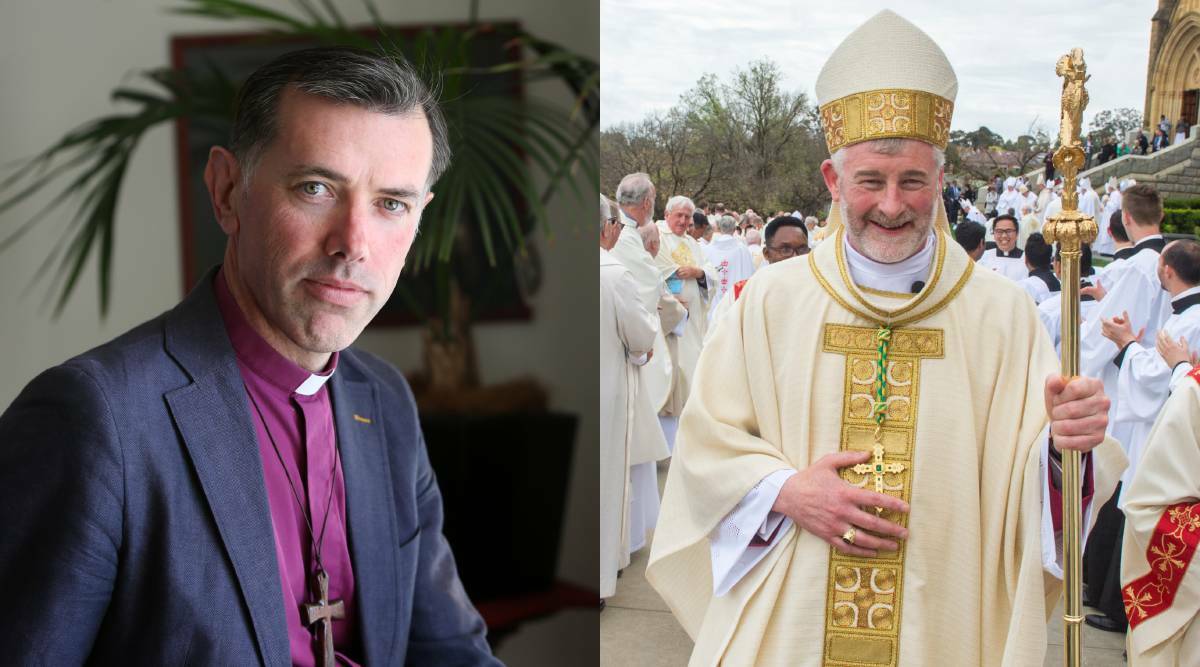 Bendigo Diocese Anglican Bishop Matt Brain and Sandhurst Diocese Catholic Bishop Shane Mackinlay. Pictures: GLENN DANIELS and DARREN HOWE