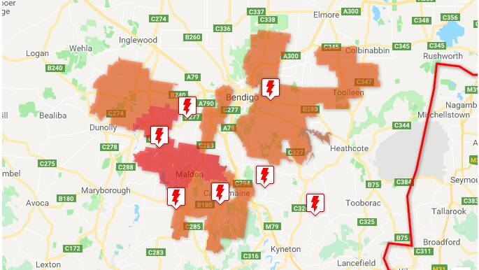 Further outages have been reported in the vicinity of Bendigo.