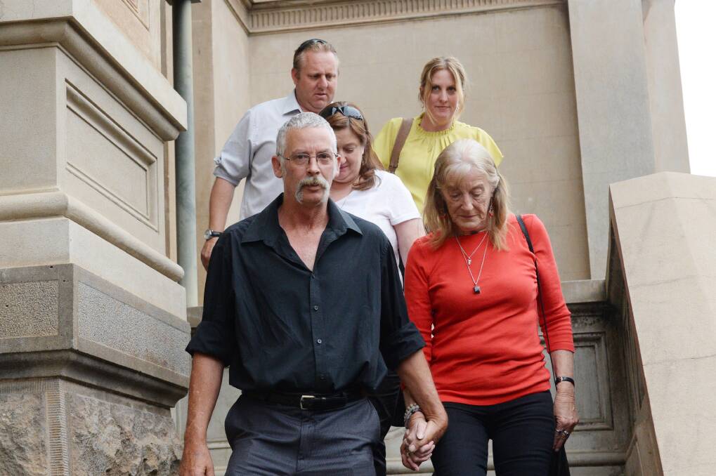 Members of murdered man Darren Reid's family leaving the Supreme Court in Bendigo. Picture: DARREN HOWE