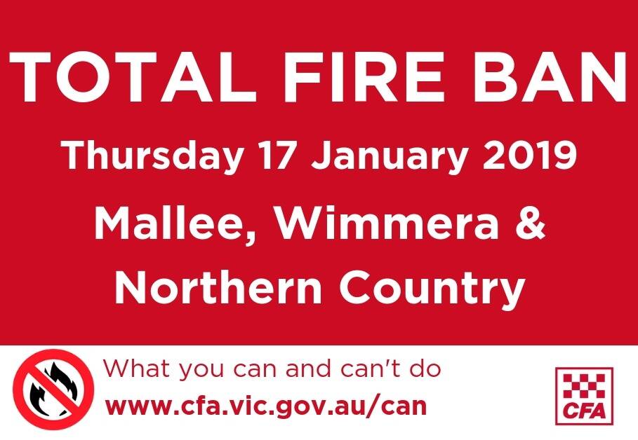 Total Fire Ban declared in Northern Country tomorrow