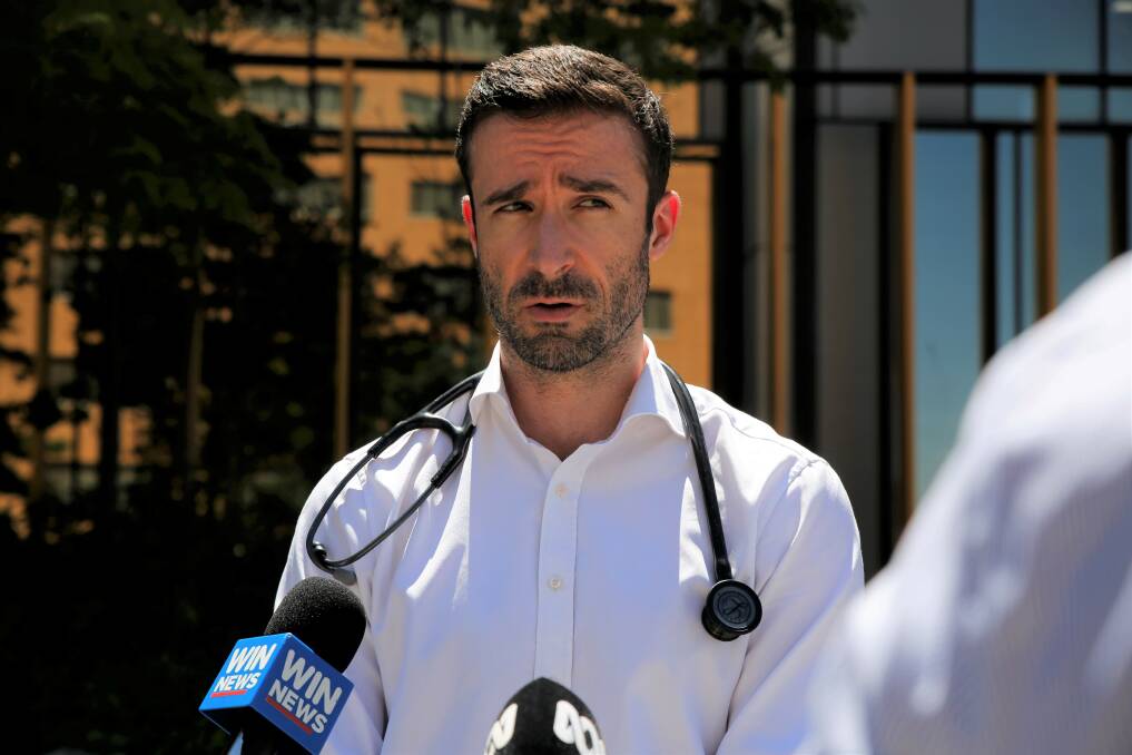 Bendigo Health infectious diseases physician and Public Health Unit Bendigo clinical lead Dr Andrew Mahony addresses the media. Picture: EMMA D'AGOSTINO