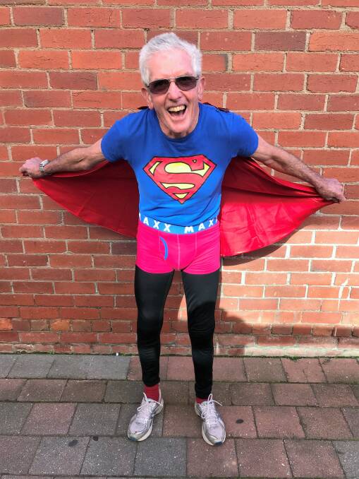 Run For Dad organising committee member Keith Macdonald channeling Superman, ready for Sunday's event. Picture: SUPPLIED