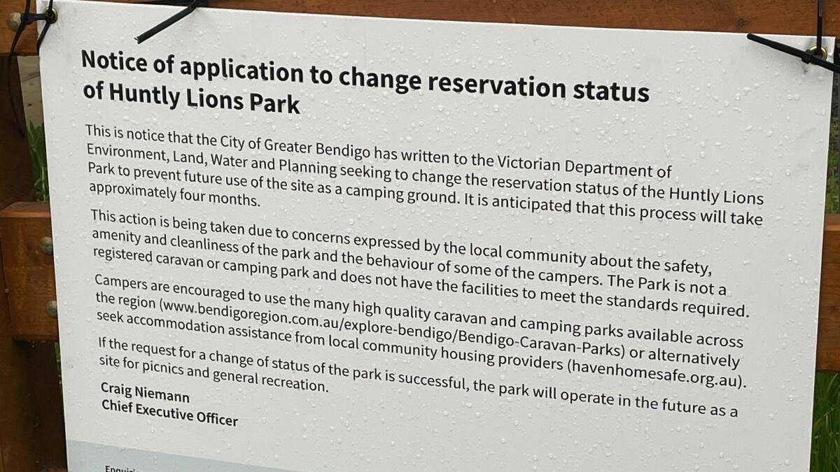 Homeless people ordered out of Huntly Lions Park
