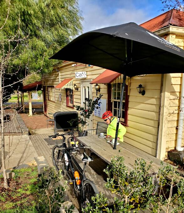 The Axedale Tavern's beer garden is a welcome rest stop for rail trail riders.
