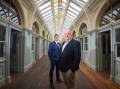 FOR SALE: The historic Beehive building on Pall Mall has been listed for sale. Pictured are agents Matt Bowles from DCK and Matt Jarrott from Colliers. Picture: DARREN HOWE
