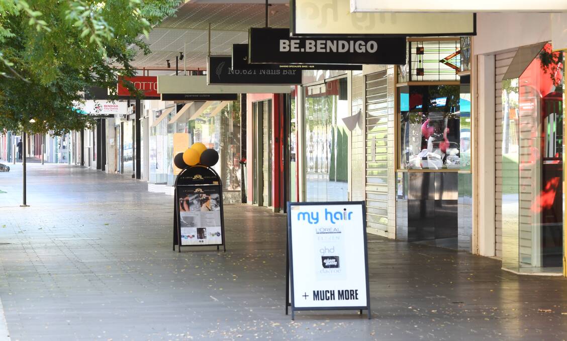 SIGNS OF THE TIMES: An almost empty Hargreaves Mall this week. Pic - Noni Hyett