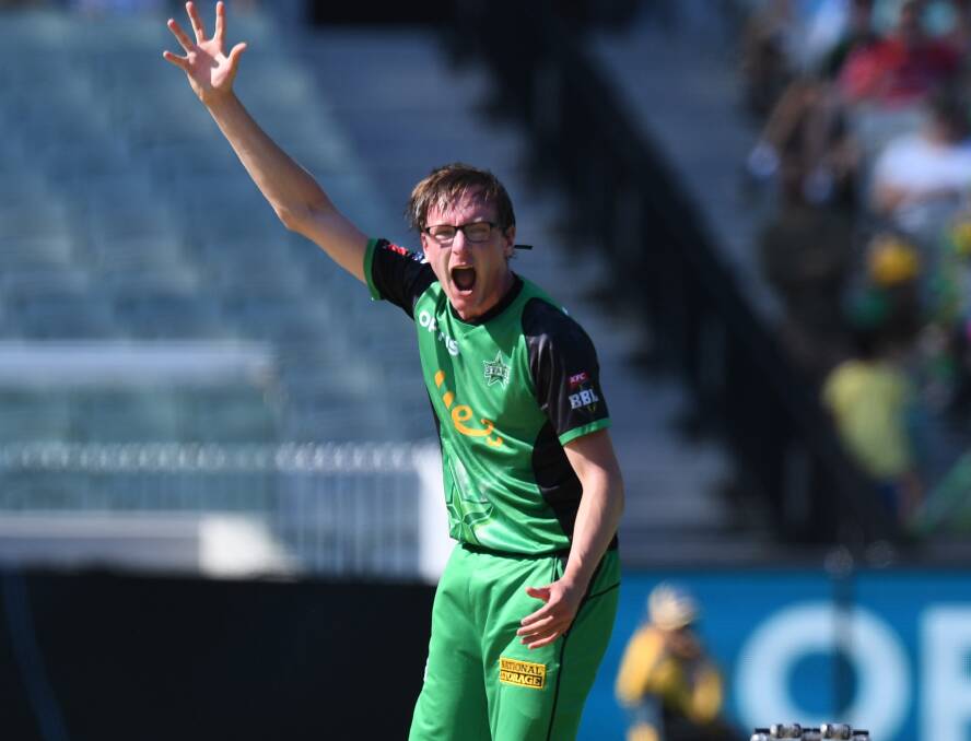 HOWZAT: Liam Bowe appeals for a wicket against the Hobart Hurricanes at the MCG last Saturday. Picture: FAIRFAX MEDIA