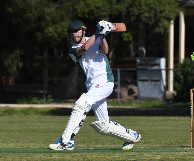 CRACK: Dallas Widdicombe bats for Emu Creek earlier in the Emu Valley season against Marong. The Emus have made a solid 2-0 start. Picture: ADAM BOURKE