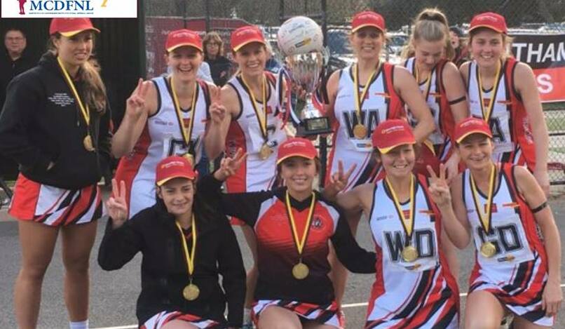 SAINTS GO MARCHING IN: Trentham's A Grade netball premiership team. The Saints beat Carisbrook in an extra time grand final thriller this year.