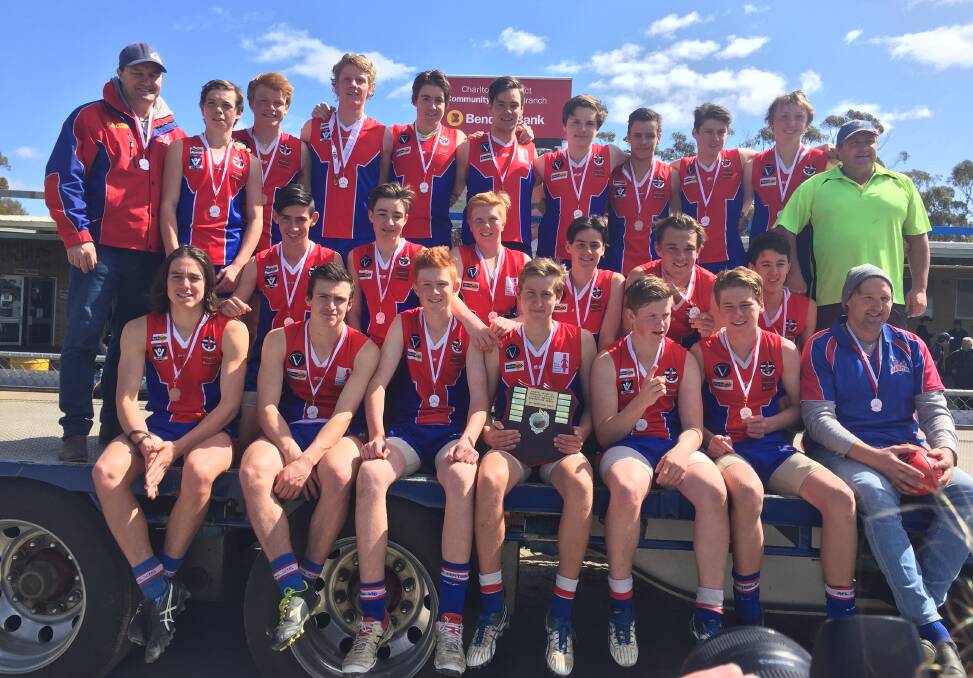 DOMINANT: St Arnaud's under-16 team that capped an undefeated season by comfortably defeating Birchip-Watchem by 54 points in Saturday's grand final at Boort. The Saints won 14.8 (92) to 6.2 (38). Picture: LUKE WEST