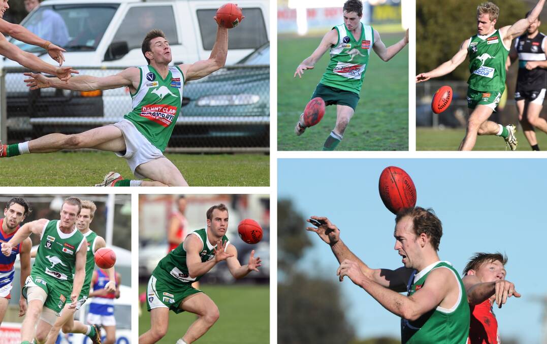 DECADE OF ROOS: Top - Justin Maddern, Tyrone Downie and Jono Lanyon. Bottom - Ross Turner, Corey Greer and Nick Lang.