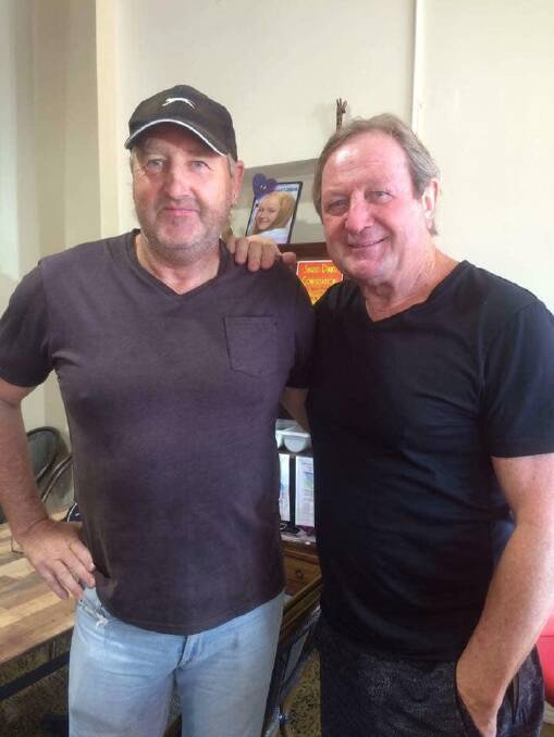 REMINISCING: Bob Beare and former Essendon coach Kevin Sheedy pictured together. Beare, who spent time at Essendon in 1984, died last week aged 57. Picture: KYNETON FACEBOOK PAGE