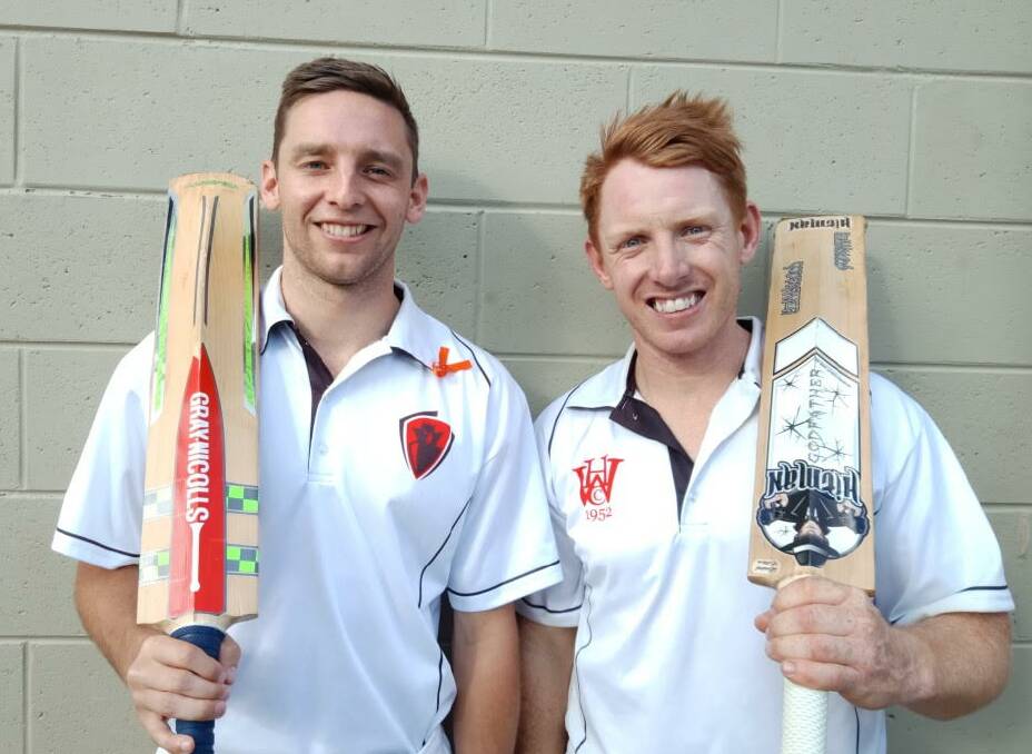 SMILING ASSASSINS: Rhys Irwin and Gavin Bowles after both made centuries against Bendigo United in round five. Picture: ADAM BOURKE