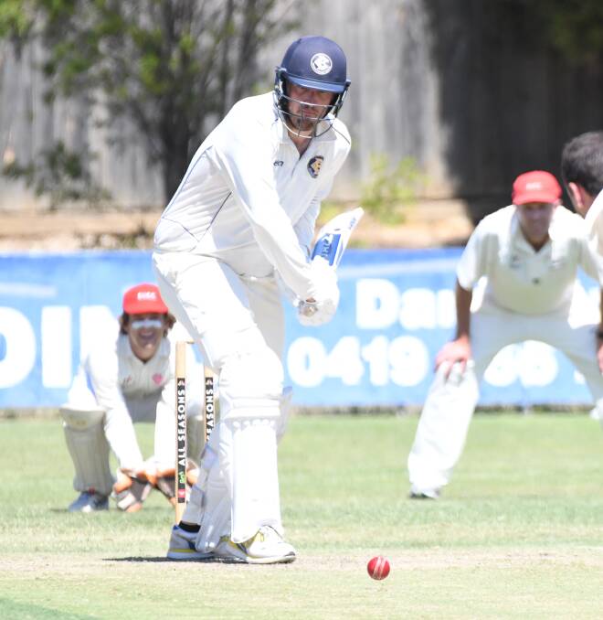 CENTURY: Bendigo's Kyle Humphrys made 119 against Bendigo United at Harry Trott Oval on the first day of the final round on Saturday. Picture: NONI HYETT