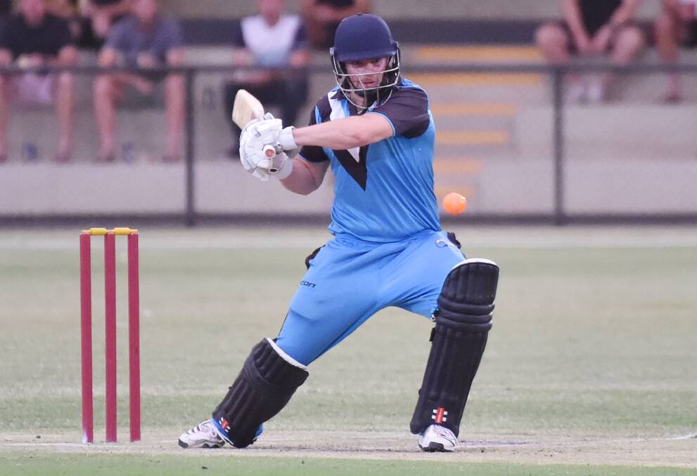 KEY BATSMAN: Huntly-North Epsom opener Ryan Grundy. The Power play Strathdale-Maristians at Bell Oval in Saturday's start to the BDCA season. Picture: DARREN HOWE