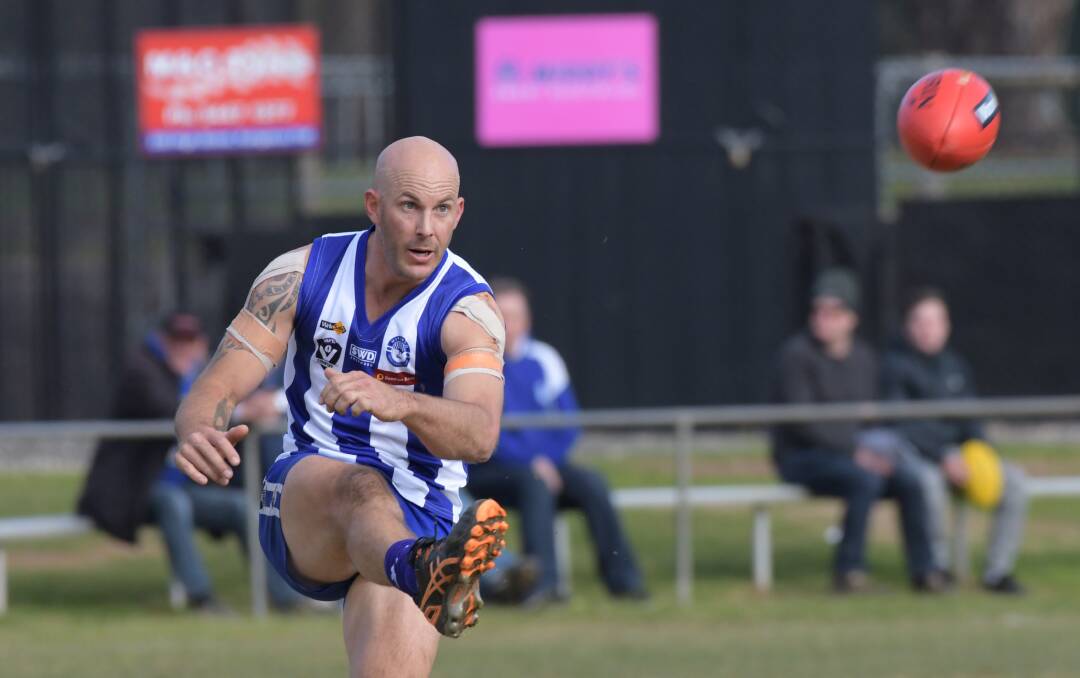 BEST-ON-GROUND: Mitiamo hard-nut midfielder James Rozynski, who kicked two goals, was a standout for the Superoos in Saturday's preliminary final victory over Maiden Gully YCW. The Superoos will now meet Newbridge in a grand final for the first time since 1978 next Saturday at Bridgewater. Picture: NONI HYETT