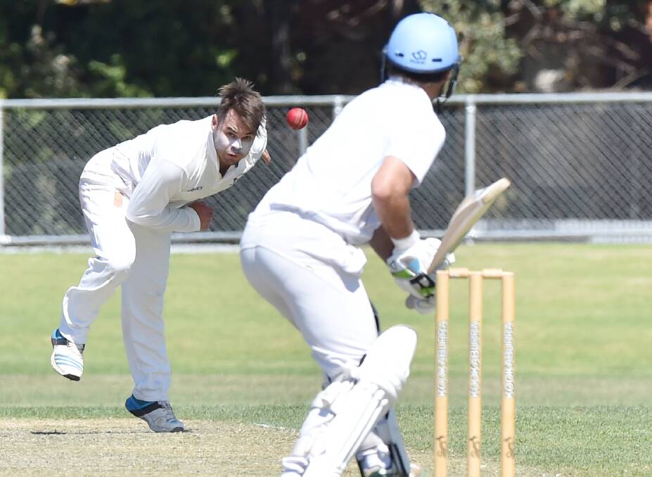 SIBLING RIVALRY: Eaglehawk captain Cory Jacobs bowls to his brother, Strathdale-Maristians' skipper Linton Jacobs. Linton won the toss, but Cory won the game.