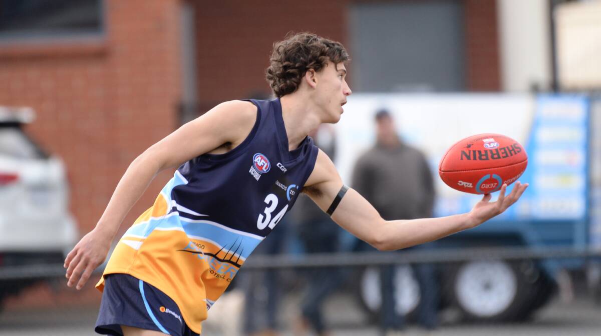 JUGGLE: Bendigo Pioneer Riley Clarke during Sunday's 25-point loss to the Greater Western Victoria Rebels. The Pioneers are now 2-9 in the TAC Cup.
