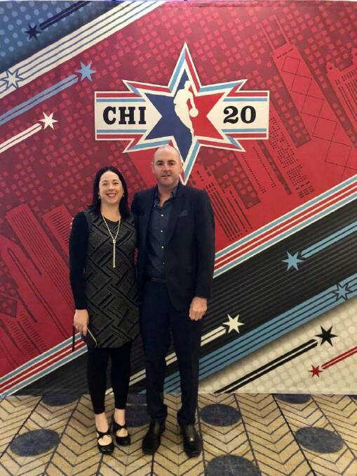 Adam Ryan and wife Lisa at NBA All-Star weekend held in Chicago in February.