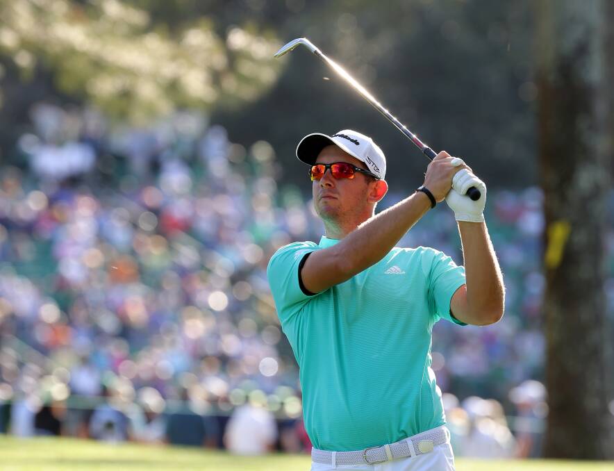 Lucas Herbert playing hole 17 at the Masters. Picture: GETTY IMAGES