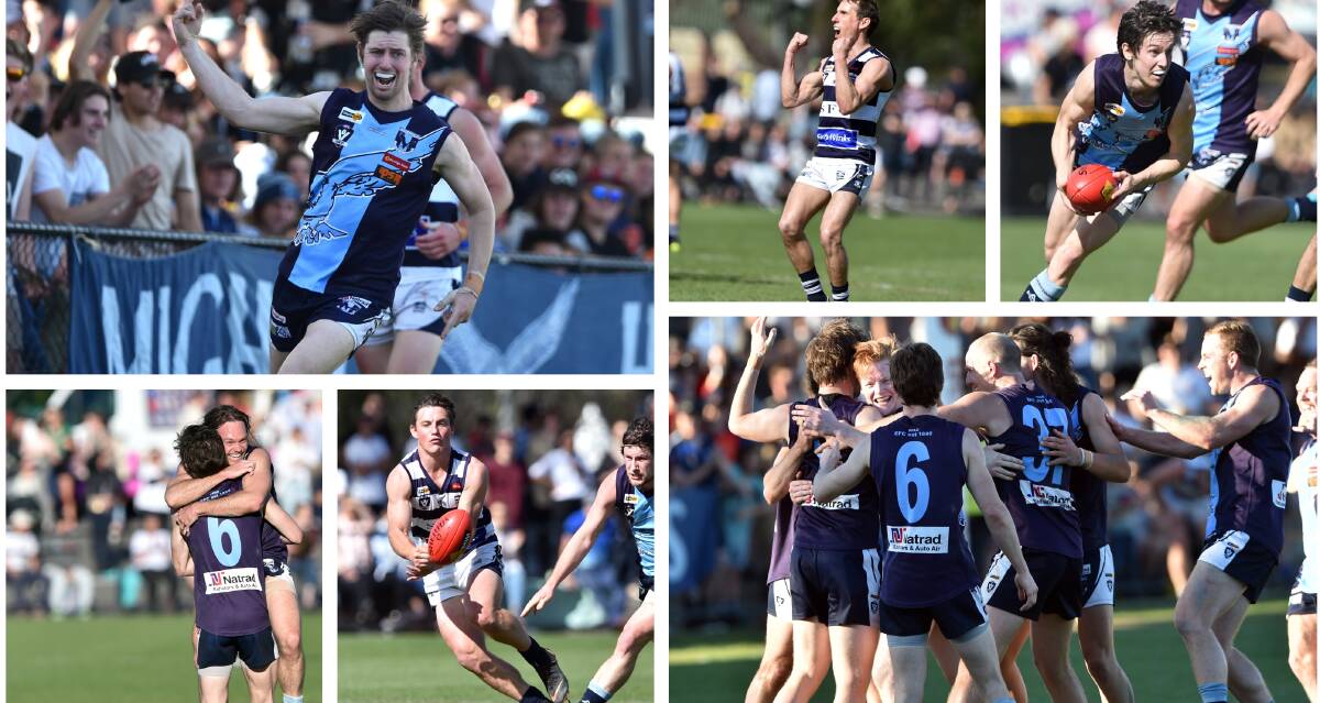 FLAG BATTLE: Action from Saturday's BFNL grand final won by Eaglehawk against Strathfieldsaye by 49 points at the QEO. Pictures: GLENN DANIELS
