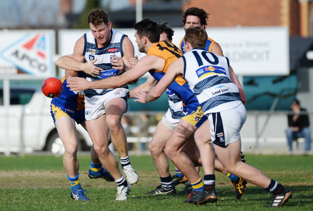 Strathfieldsaye thumped Golden Square by 66 points on Saturday. Picture: DARREN HOWE