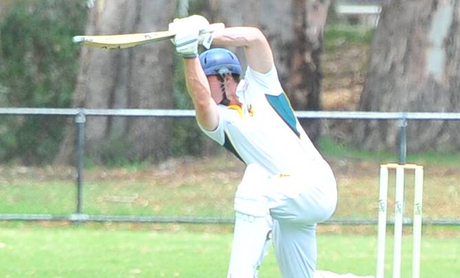CLASS: Spring Gully's Jesse Marciano crunches a cover drive for four against Sedgwick on Saturday. Opener Marciano made 111. Pictures: LUKE WEST