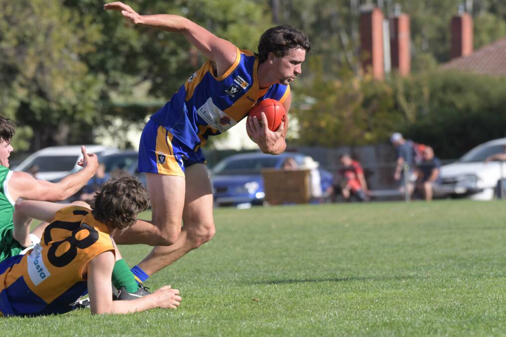 BULLDOG ON THE BURST: Golden Square's Adam Baird is a runaway leader in the BFNL rankings with 114.0 points. Picture: NONI HYETT
