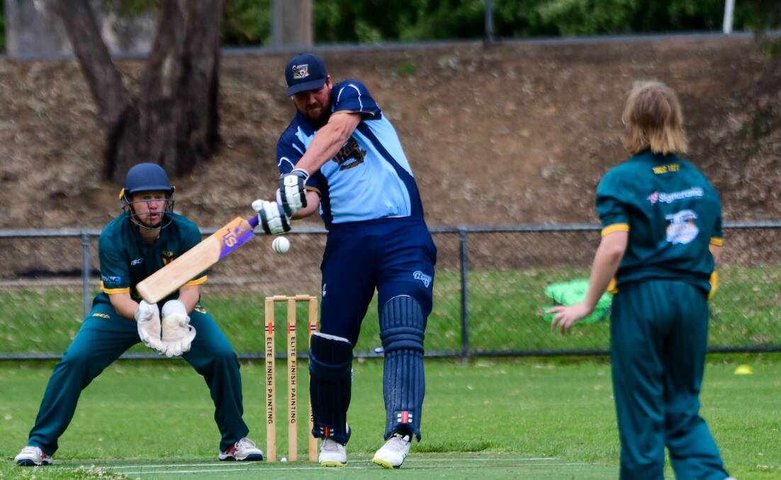 Sedgwick captain Jordan Ilsley during his entertaining 37 off 20 balls against Spring Gully on Saturday. Picture by Enzo Tomasiello