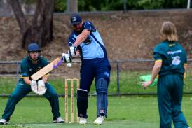 Sedgwick captain Jordan Ilsley during his entertaining 37 off 20 balls against Spring Gully on Saturday. Picture by Enzo Tomasiello