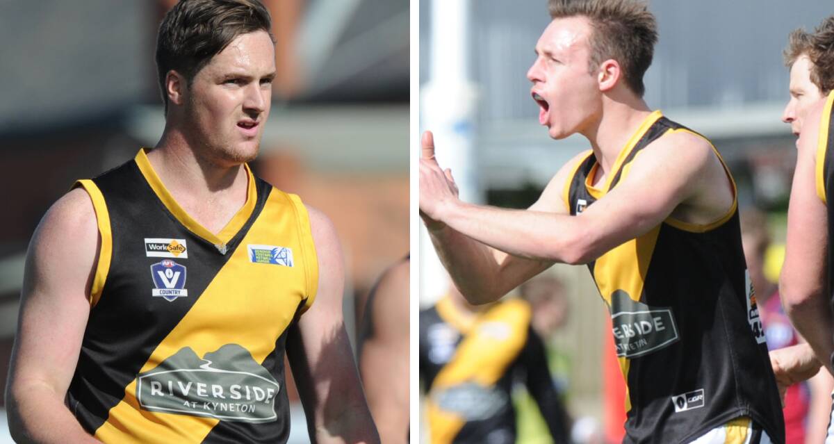 MOUNTAIN MEN: Daniel Davie and Bryce Hinneberg are joining Heathcote District league club Mount Pleasant from Kyneton. Pictures: NONI HYETT