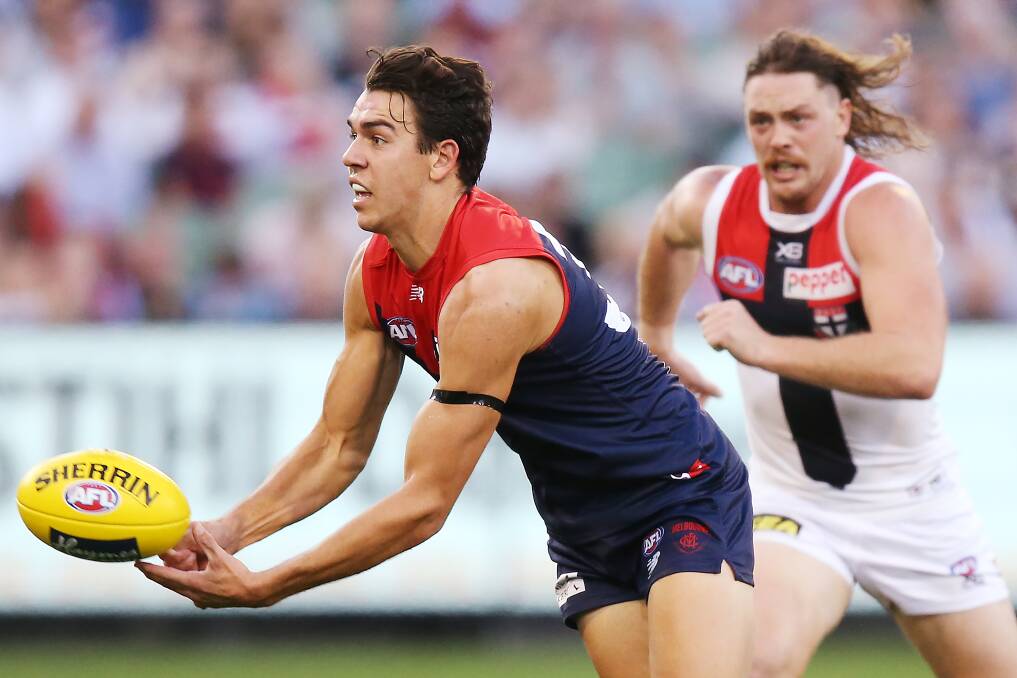 Marty Hore playing for Melbourne against St Kilda in 2019. Picture: GETTY IMAGES