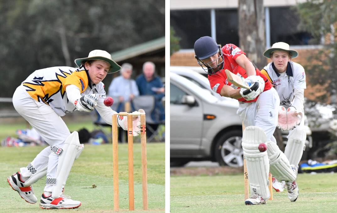 THRILLER: Strathfieldsaye's Jack Kelly and Bendigo United's Archer Day during Saturday's under-16A grand final. The Jets won a cracking clash by two runs at Club Court. Pictures: NONI HYETT