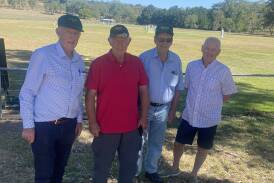 Tony Leahy, Frank Hill, Phil Anderson and Keith Chambers at Mia Mia Cricket Club's centenary celebrations last Saturday. Picture by Luke West