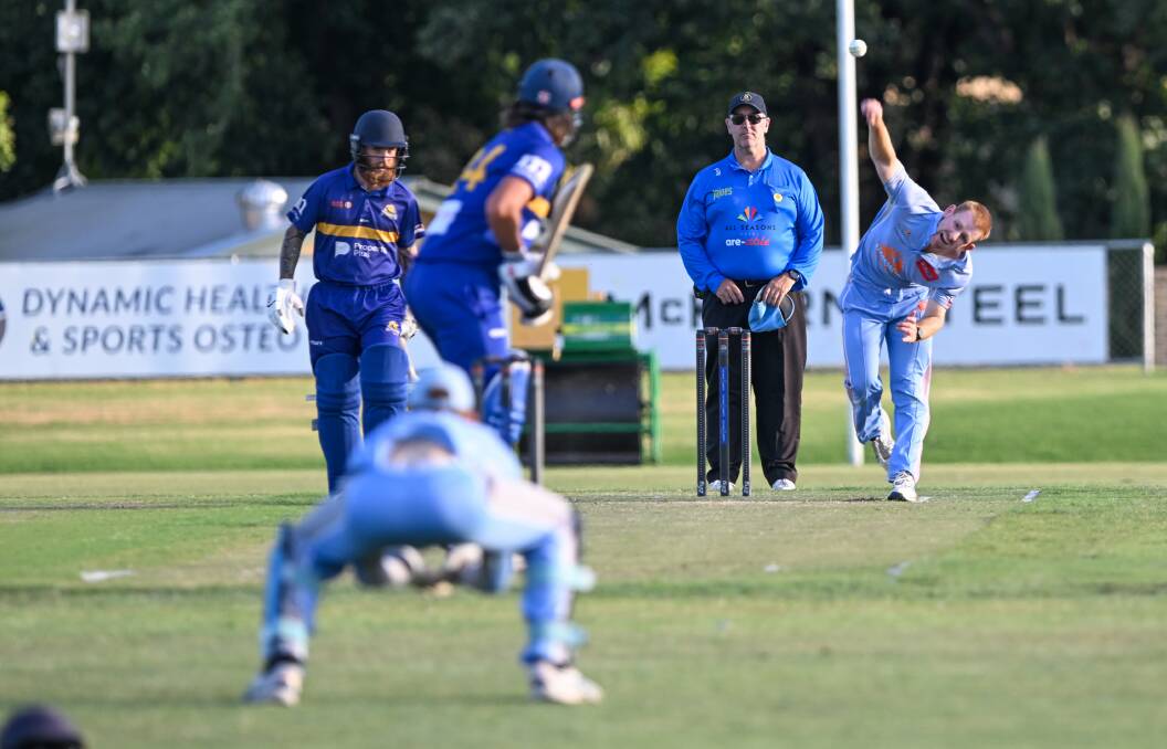 Captain Daniel Clohesy bowls for Strathdale-Maristians. Picture by Enzo Tomasiello