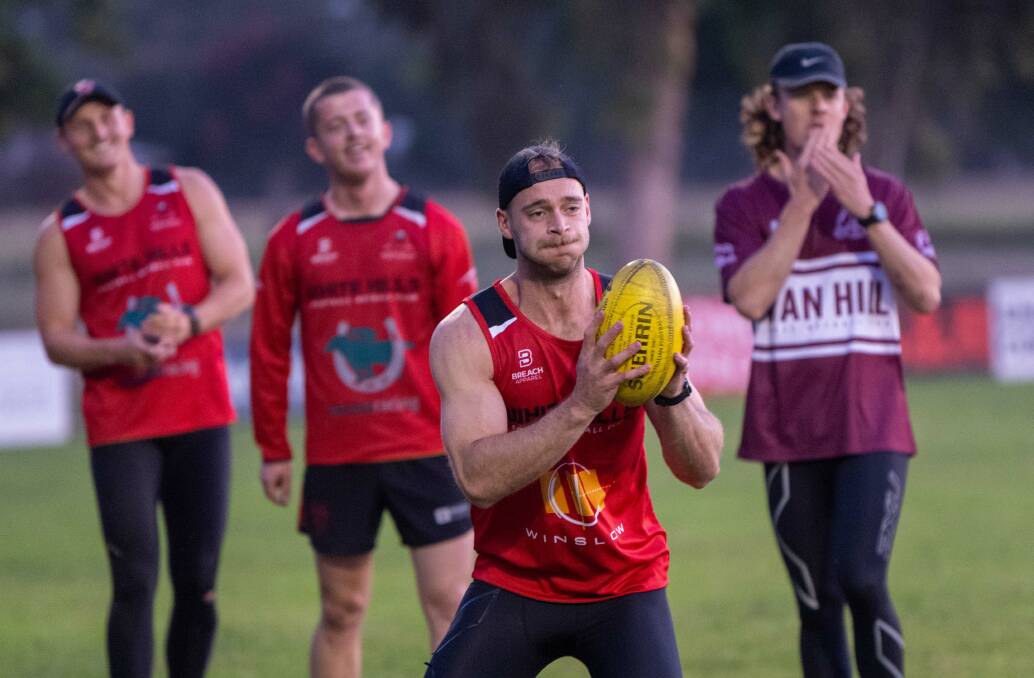 White Hills go through their paces at training this week ahead of Saturday's HDFNL game against Lockington-Bamawm United. Picture by Enzo Tomasiello