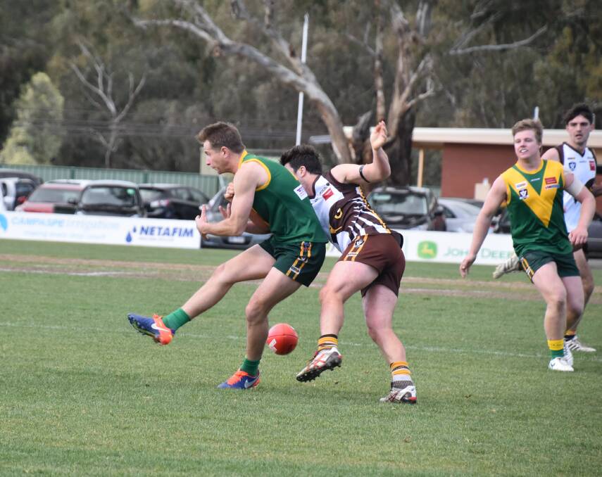 Colbinabbin coach Nick Knight kicked five goals against Huntly. Picture: SADIE VALE