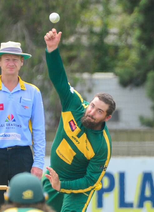 ALL-ROUNDER: Kangaroo Flat's Jake Klemm bowls in Saturday's win over Strathfieldsaye.