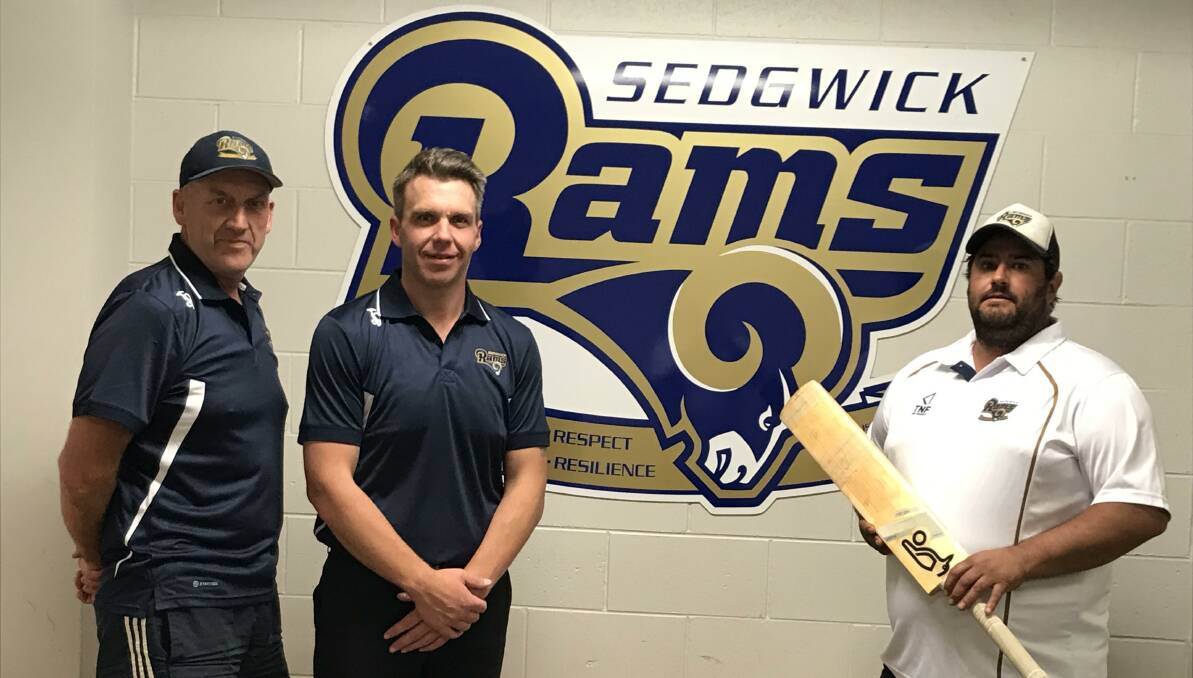 BIG WEEKEND: Sedgwick's Craig Lock, Pat Grelis and Damien Coppock prepare to celebrate the Rams' centenary on Saturday night. Picture: LUKE WEST
