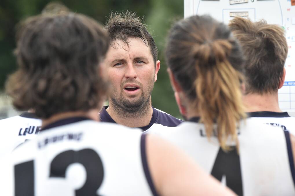IN POLE POSITION: Lockington-Bamawm United coach Brodie Collins. The Cats still hold top spot on the ladder after beating Mount Pleasant on Saturday.