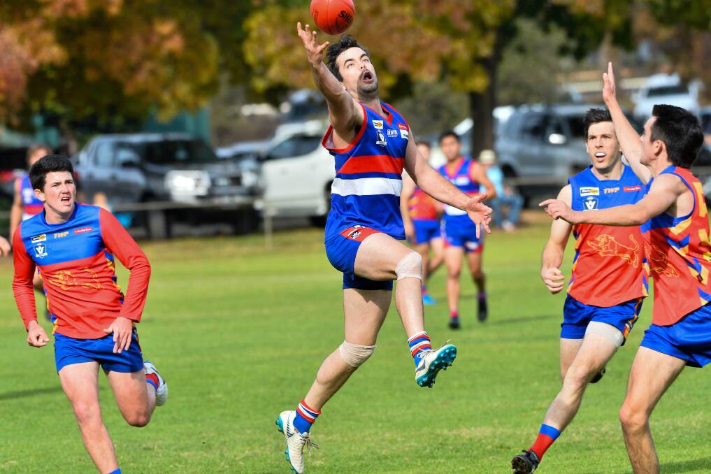 KEY TARGET: Pyramid Hill forward Braidy Dickens has kicked 120 goals in his two seasons with the Bulldogs. Pyramid Hill plays Bridgewater in round one of the LVFNL season on April 2. Picture: BRENDAN McCARTHY