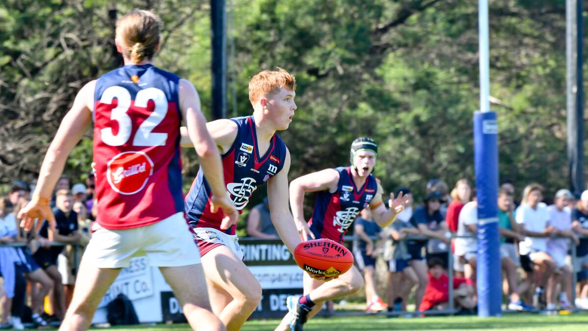 YOUNG TALENT: Sandhurst running defender Noah Walsh had a superb debut season for the Dragons that was recognised by finishing fourth in the club's best and fairest count. The Dragons ended the shortened BFNL season third on the ladder. Picture: NONI HYETT