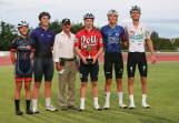 David Capuano Memorial Wheelrace placegetters Haylee Jack, Josh Clarke, Isaac Buckell, Nate Hadden and Toby McCaig flank Alan Capuano. 