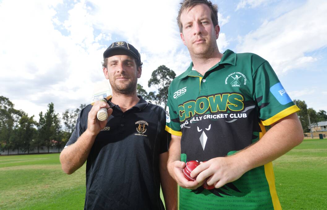 United captain Josh White and Spring Gully skipper Alex Sutton ahead of the weekend's EVCA grand final. Picture: DARREN HOWE