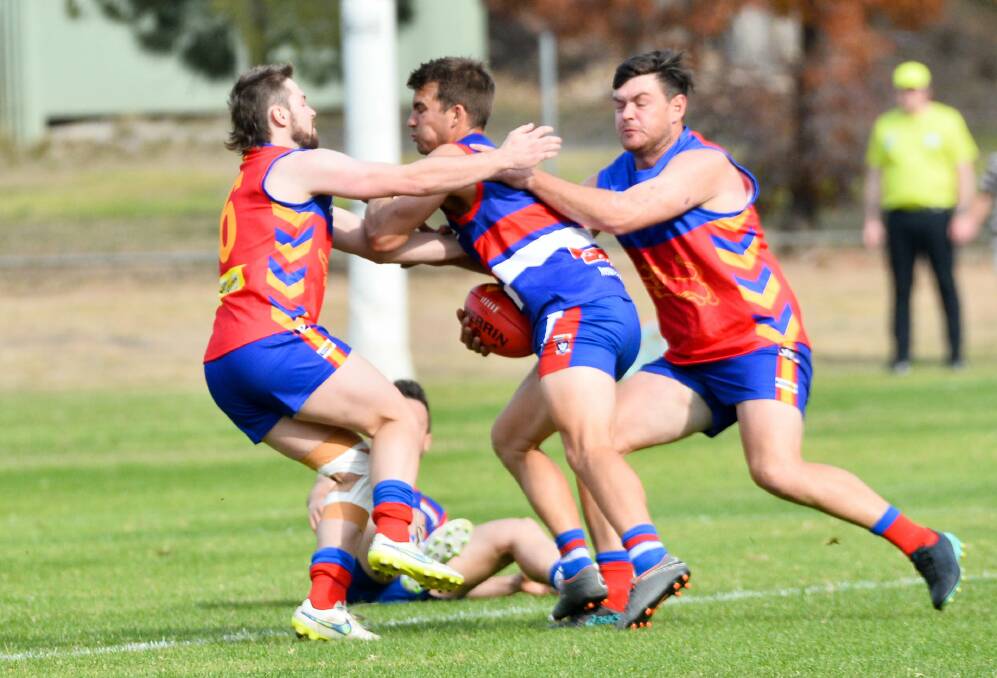 STILL IN HUNT: Marong and Pyramid Hill are among the four senior teams still in LVFNL premiership contention. Picture: BRENDAN McCARTHY