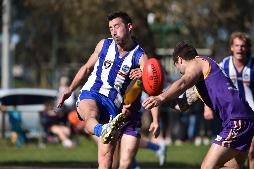 LAUNCHPAD FOR ATTACK: Luke Lougoon has had a brilliant season off the half-back flank for Mitiamo. The Superoos are chasing their first flag since 2009 when they meet Pyramid Hill in Saturday's grand final. Picture: GLENN DANIELS