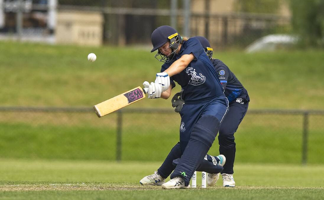 BANG: Cailin Green belts a boundary for the Carlton Blues. Picture: CHRIS THOMAS